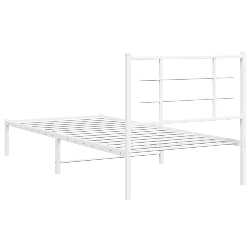 Metalni okvir za krevet s uzglavljem bijeli 90 x 190 cm