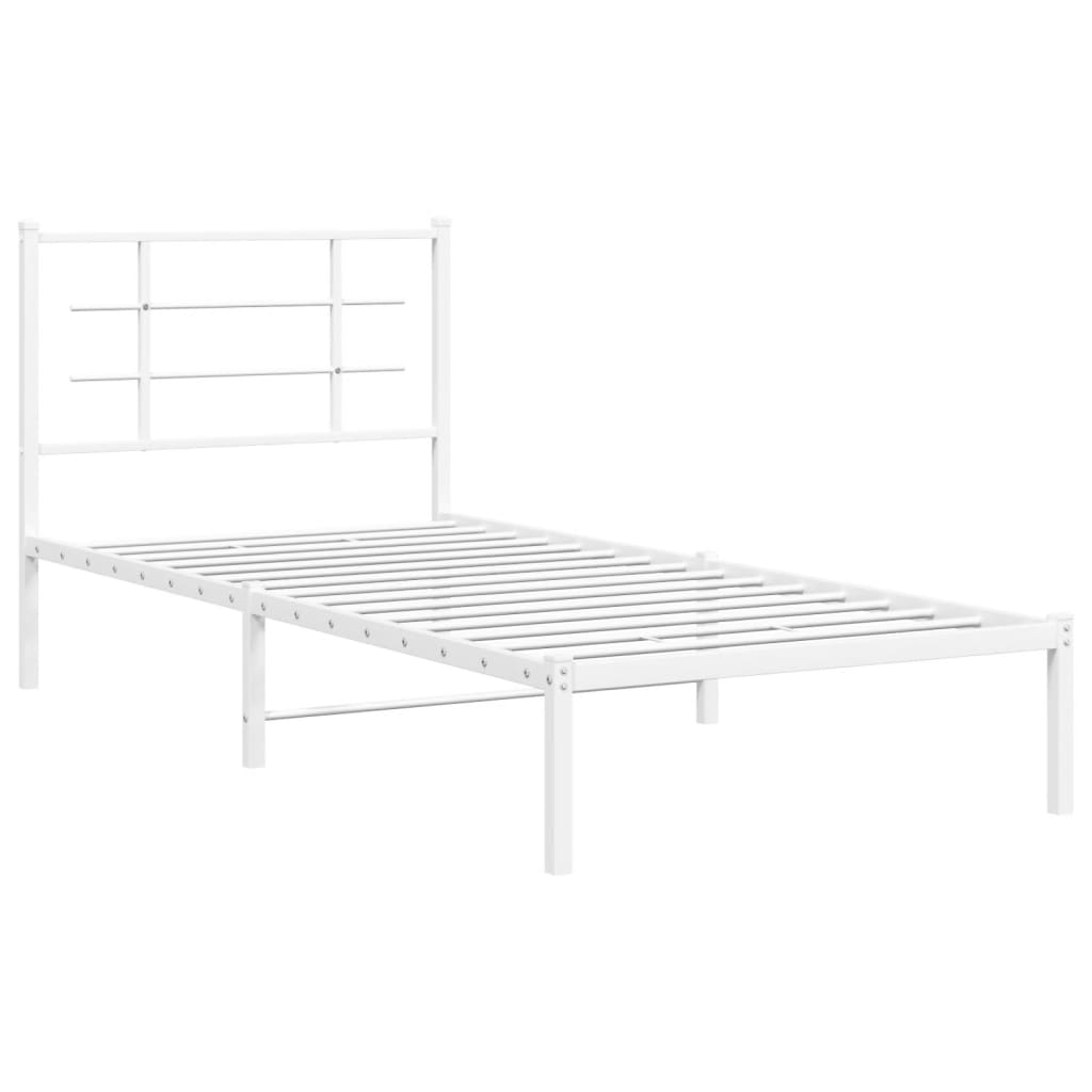 Metalni okvir za krevet s uzglavljem bijeli 90x200 cm