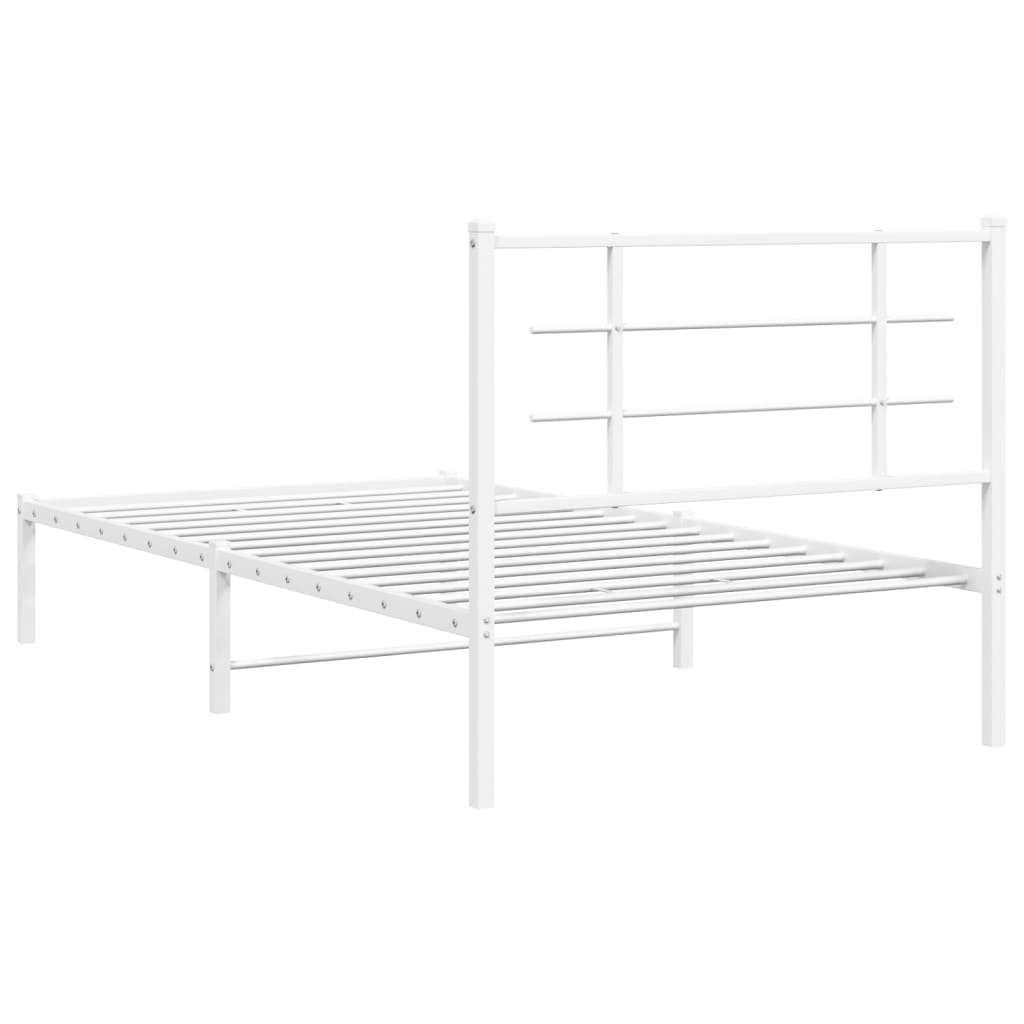 Metalni okvir za krevet s uzglavljem bijeli 100x190 cm