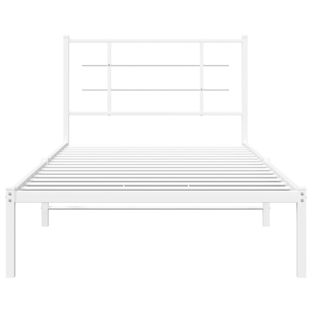 Metalni okvir za krevet s uzglavljem bijeli 100x200 cm