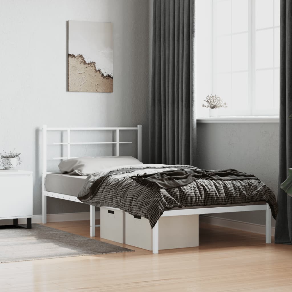 Metalni okvir za krevet s uzglavljem bijeli 100x200 cm