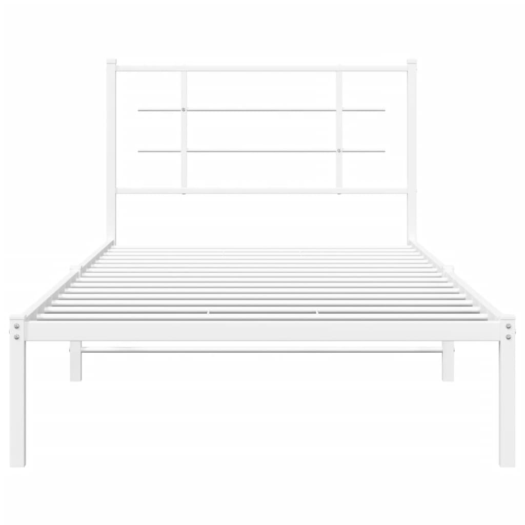Metalni okvir za krevet s uzglavljem bijeli 107x203 cm
