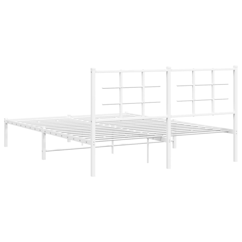 Metalni okvir za krevet s uzglavljem bijeli 150x200 cm