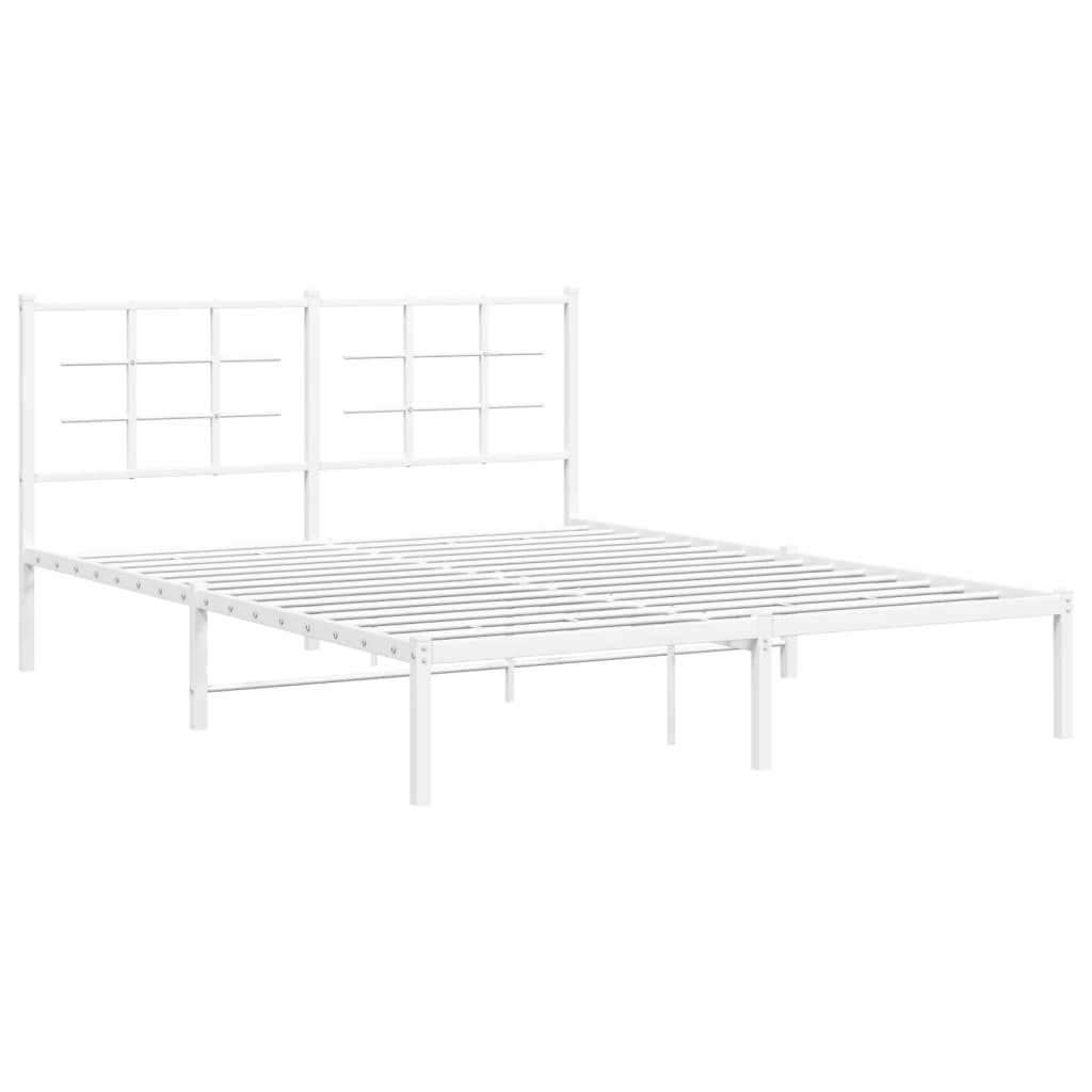 Metalni okvir za krevet s uzglavljem bijeli 160x200 cm