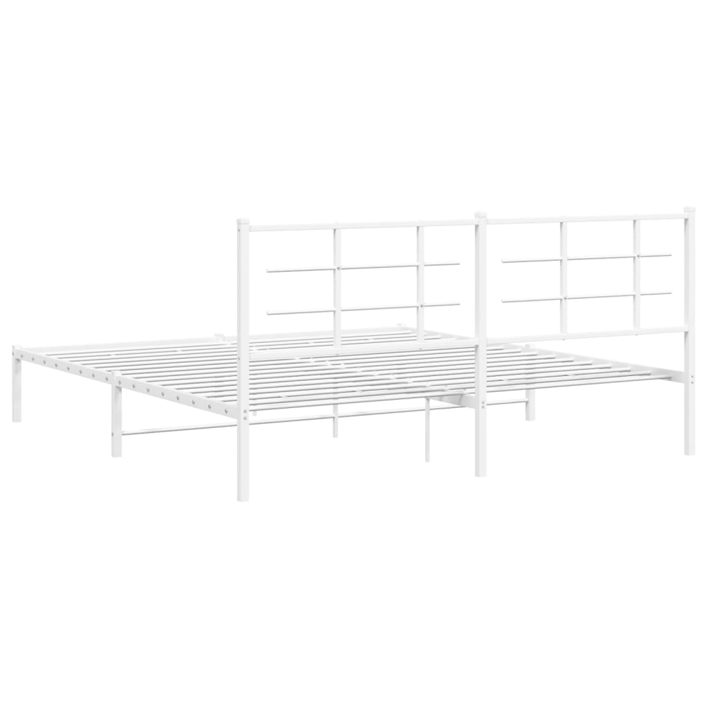 Metalni okvir za krevet s uzglavljem bijeli 180x200 cm