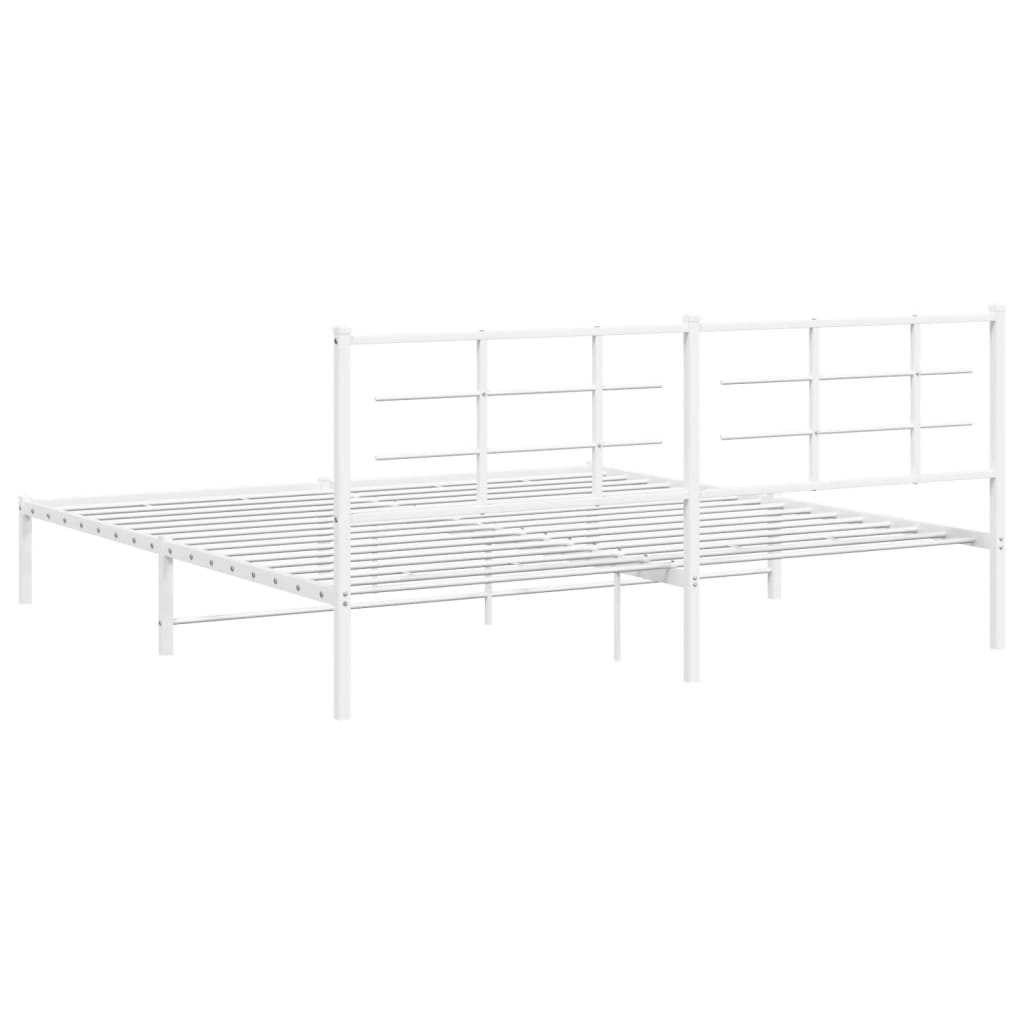 Metalni okvir za krevet s uzglavljem bijeli 200x200 cm
