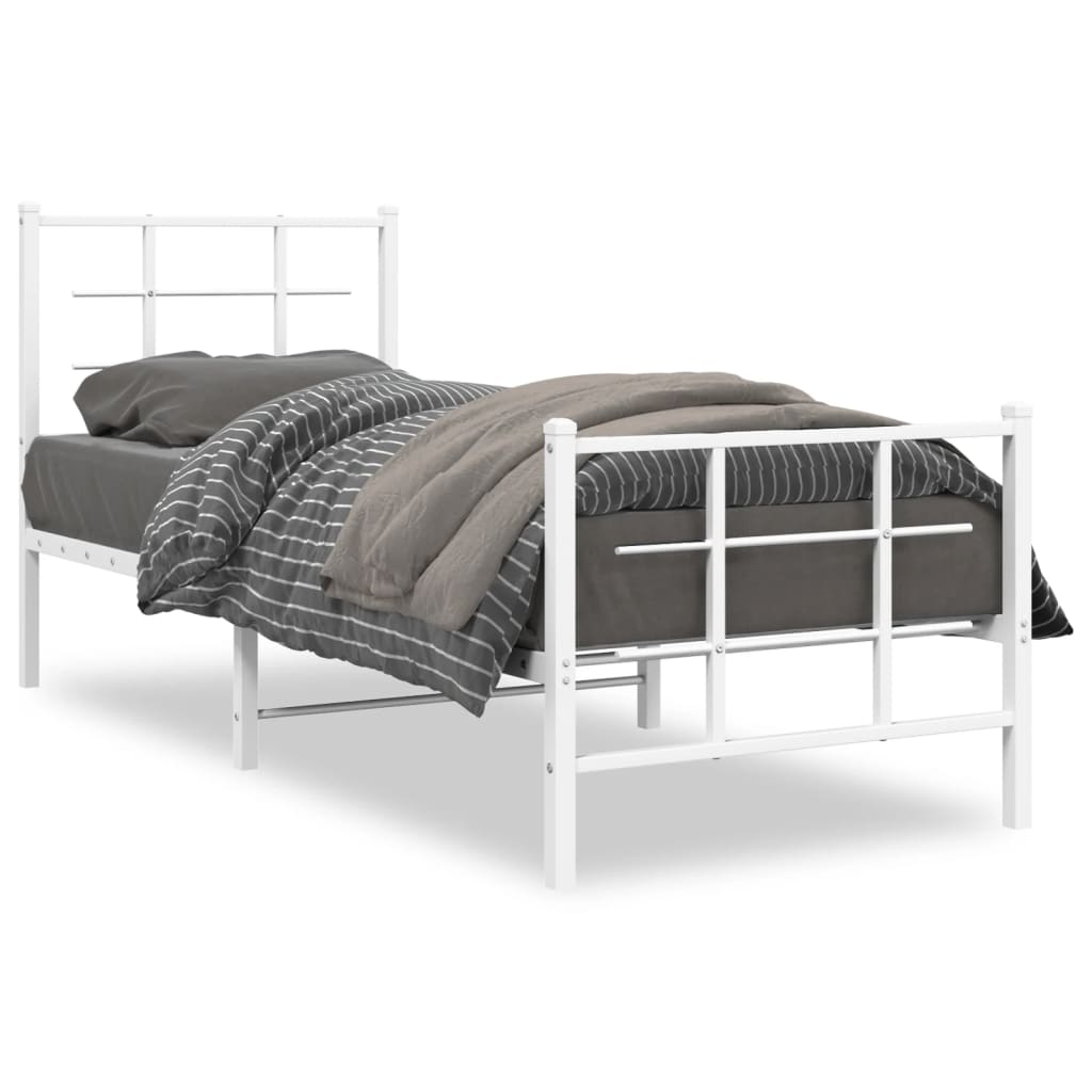 Metalni okvir kreveta uzglavlje i podnožje bijeli 75x190 cm