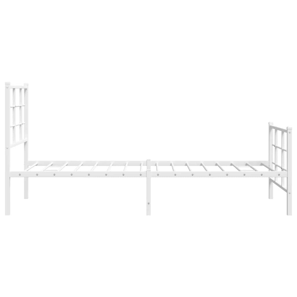 Metalni okvir kreveta uzglavlje i podnožje bijeli 75x190 cm