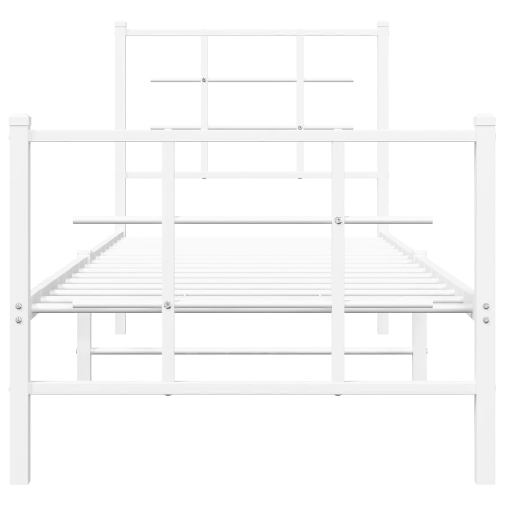 Metalni okvir kreveta uzglavlje i podnožje bijeli 80x200 cm