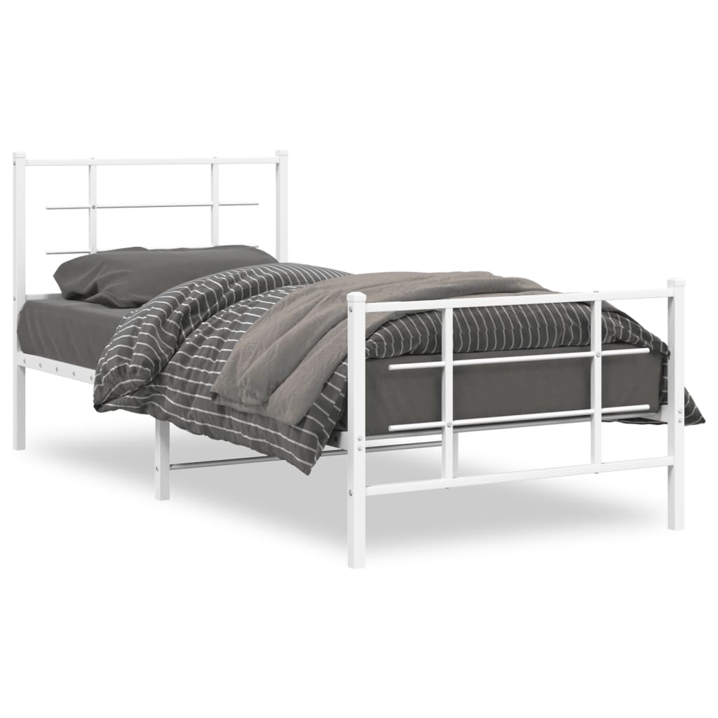 Metalni okvir kreveta uzglavlje i podnožje bijeli 90x190 cm