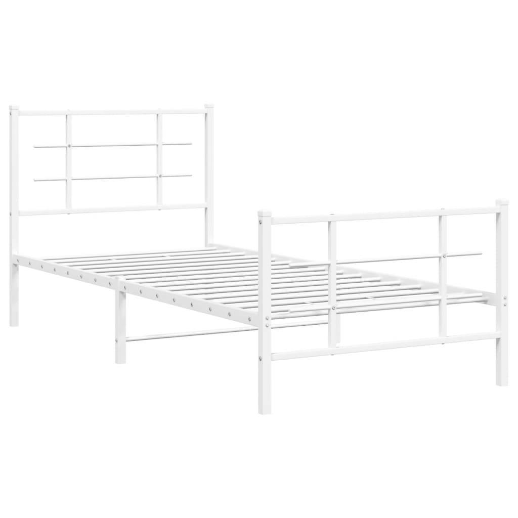 Metalni okvir kreveta uzglavlje i podnožje bijeli 90x190 cm