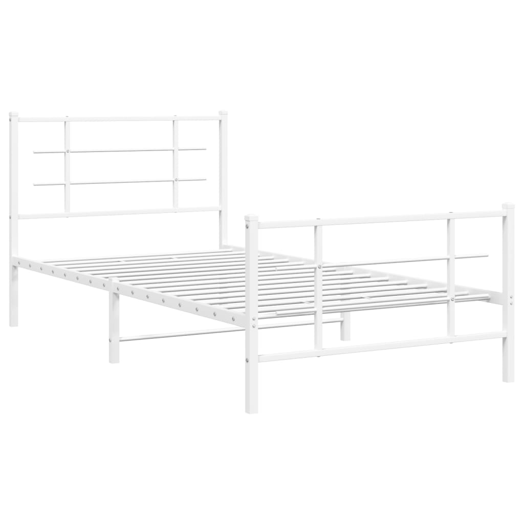 Metalni okvir kreveta uzglavlje i podnožje bijeli 107x203 cm