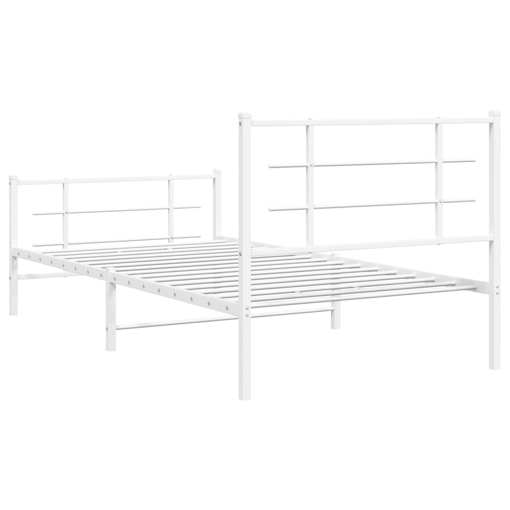 Metalni okvir kreveta uzglavlje i podnožje bijeli 107x203 cm