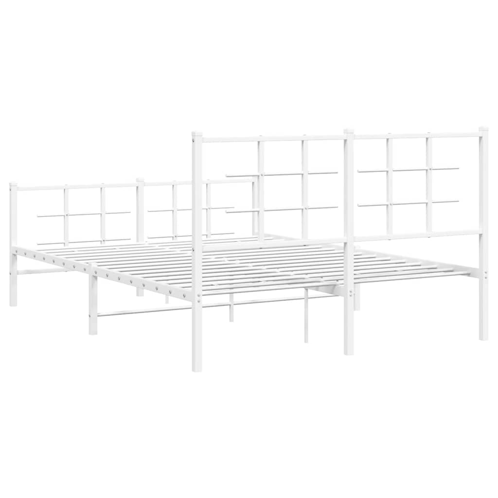 Metalni okvir kreveta uzglavlje i podnožje bijeli 135 x 190 cm
