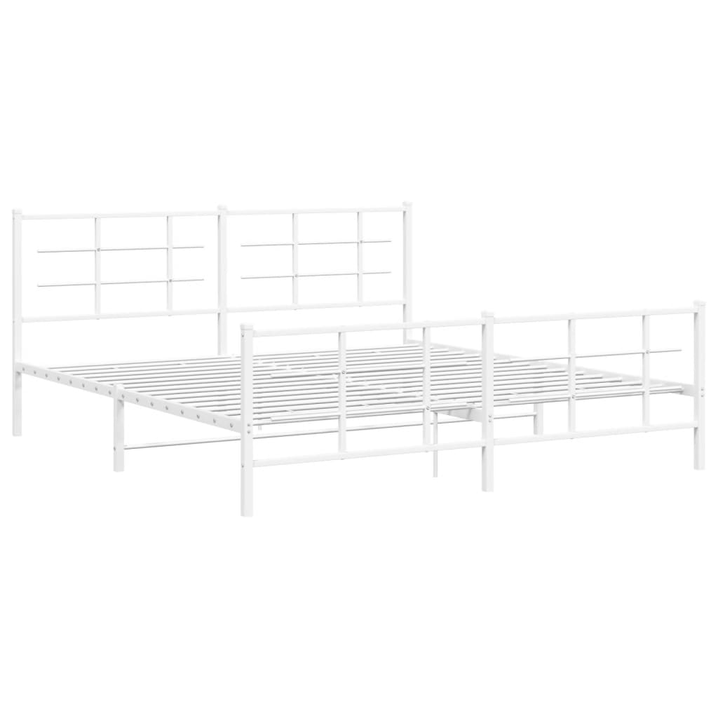 Metalni okvir kreveta uzglavlje i podnožje bijeli 183x213 cm