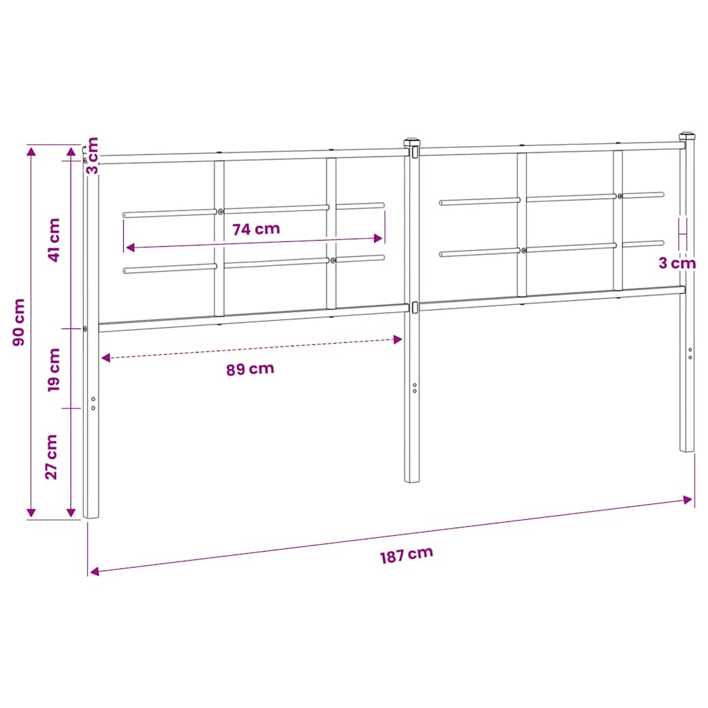 Metalno zamjensko uzglavlje bijelo 180 cm