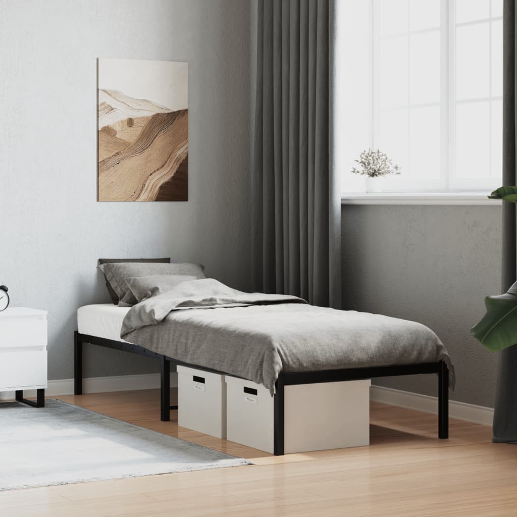 Metalni okvir za krevet crni 75 x 190 cm