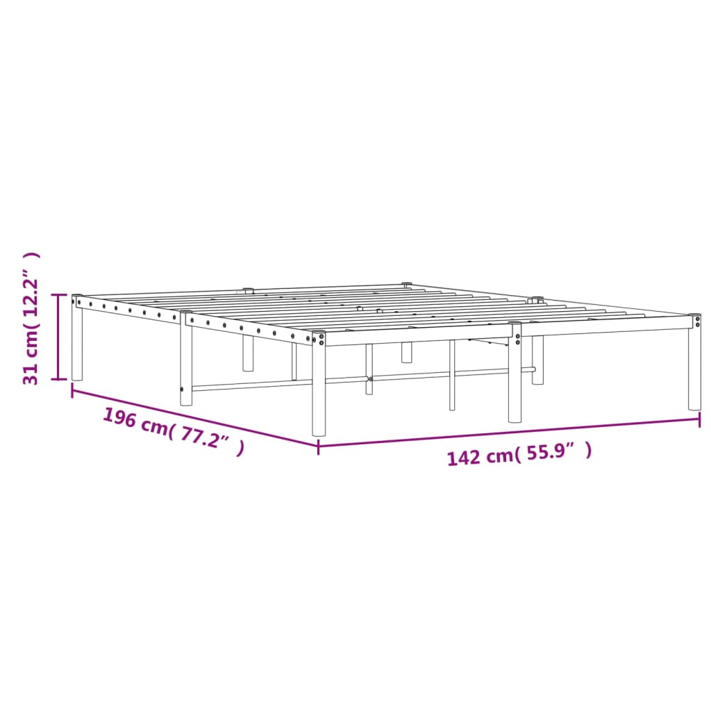 Metalni okvir za krevet crni 135x190 cm