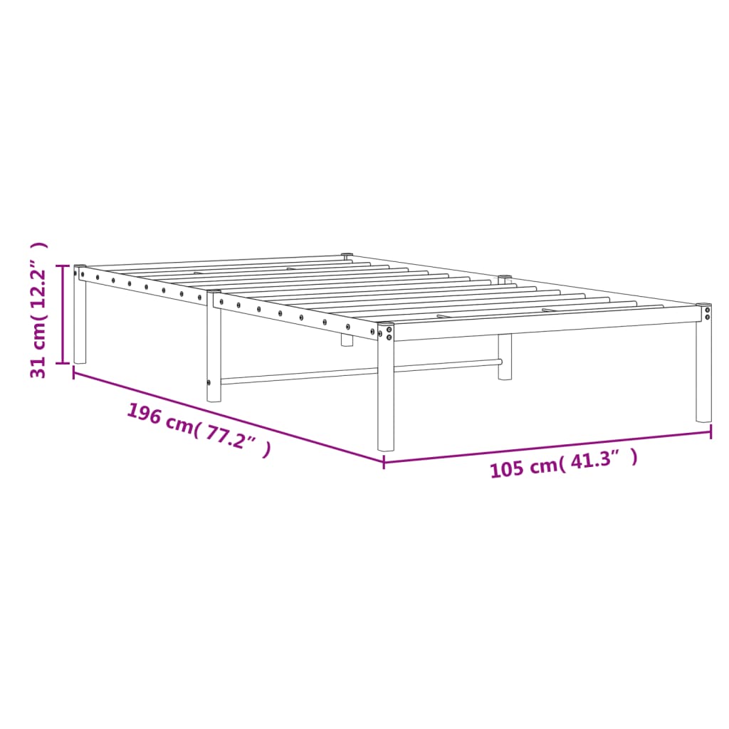 Metalni okvir za krevet bijeli 100x190 cm