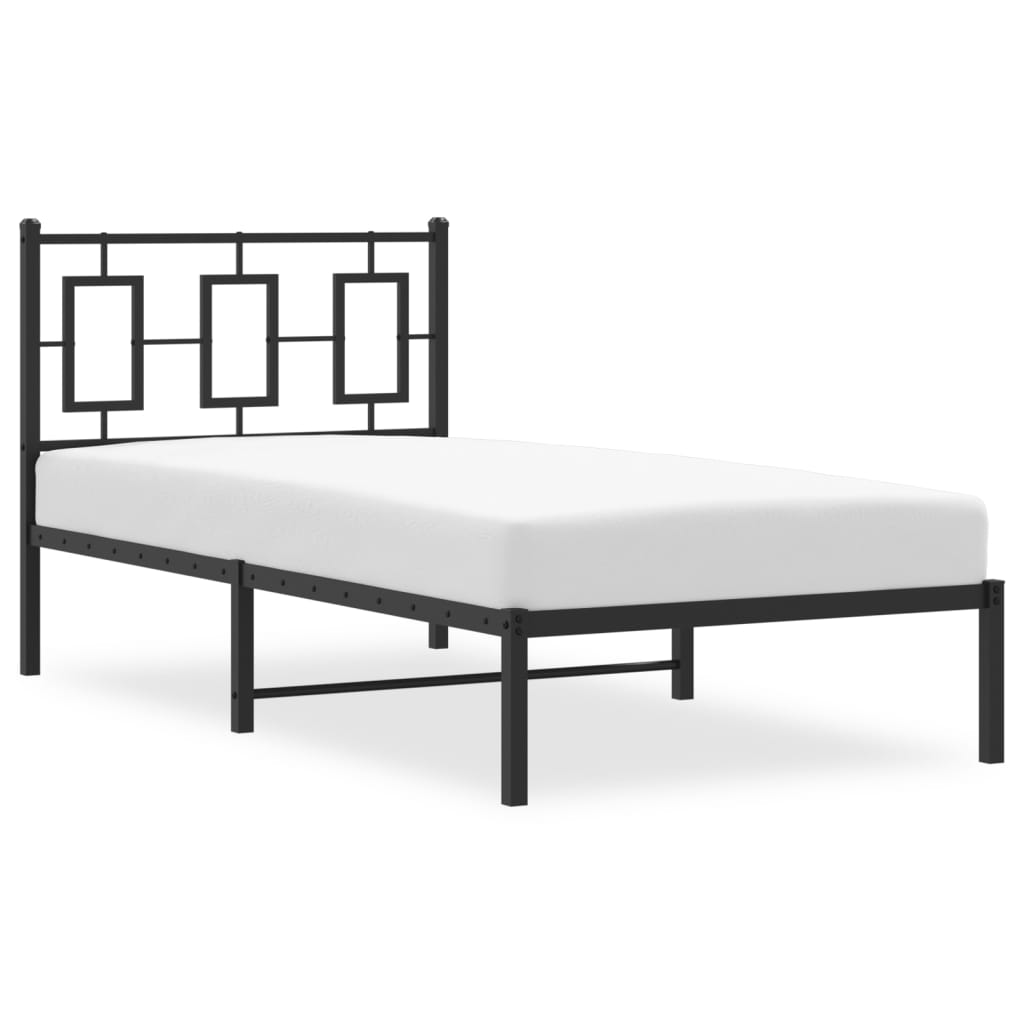 Metalni okvir za krevet s uzglavljem crni 90x190 cm
