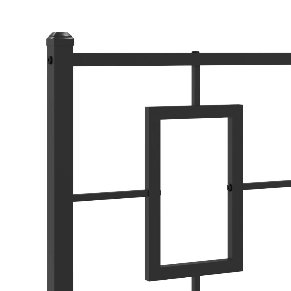Metalni okvir za krevet s uzglavljem crni 90x190 cm