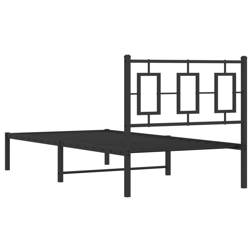 Metalni okvir za krevet s uzglavljem crni 90x200 cm