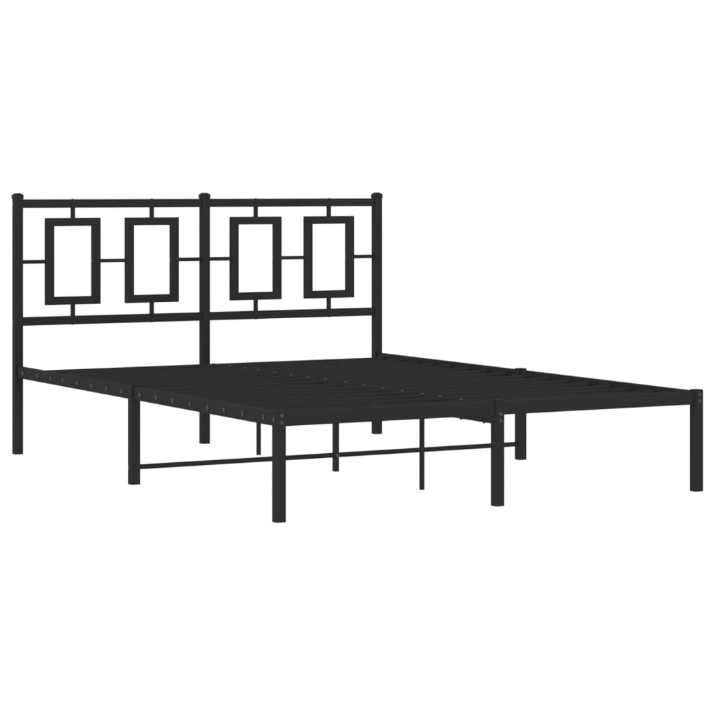 Metalni okvir za krevet s uzglavljem crni 135x190 cm