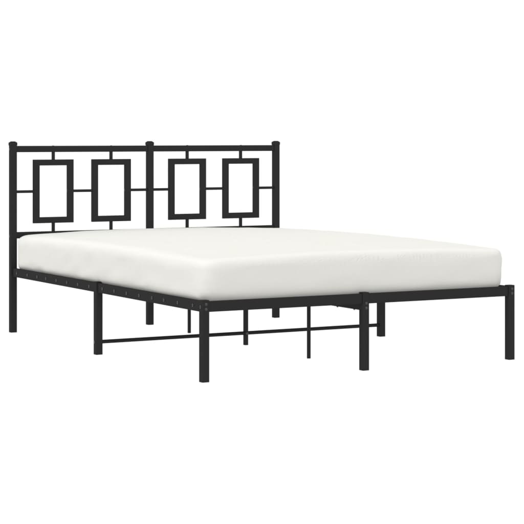 Metalni okvir za krevet s uzglavljem crni 140x200 cm