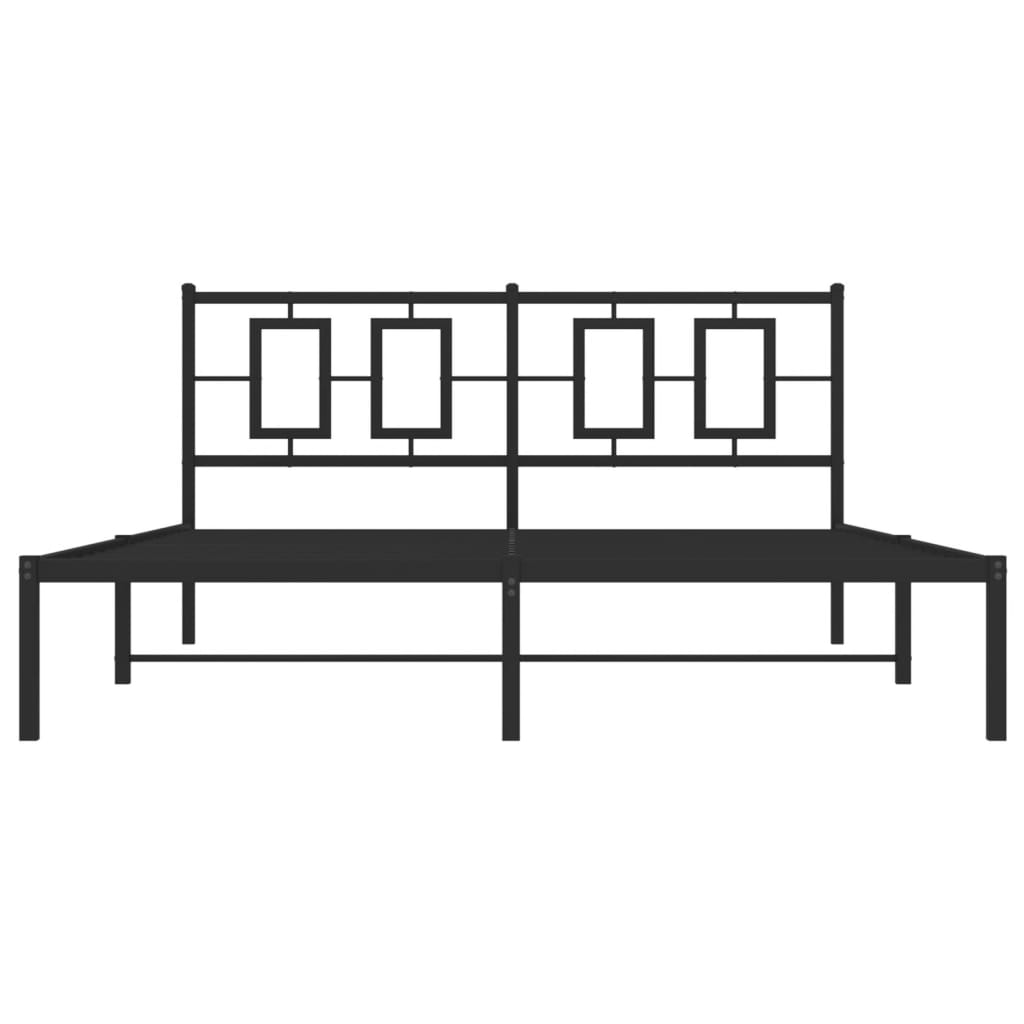 Metalni okvir za krevet s uzglavljem crni 150x200 cm
