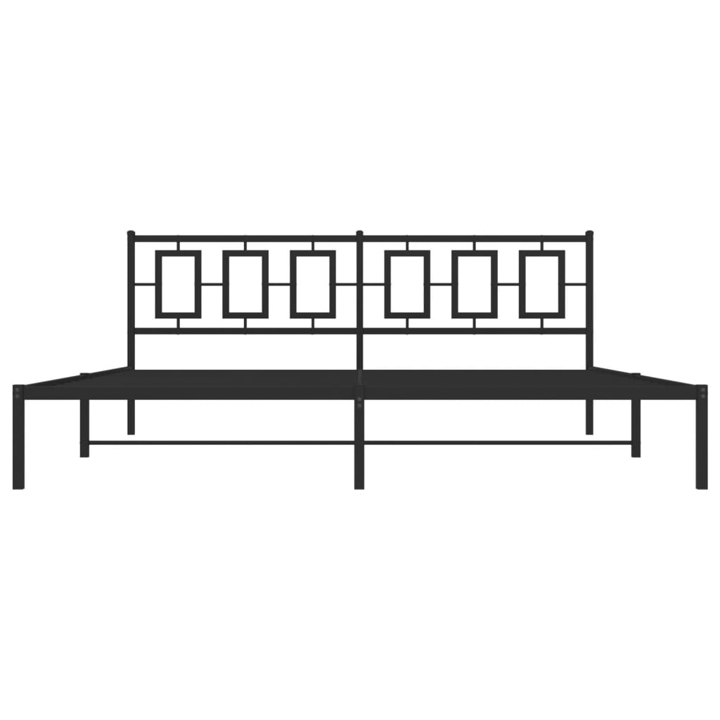 Metalni okvir za krevet s uzglavljem crni 200x200 cm