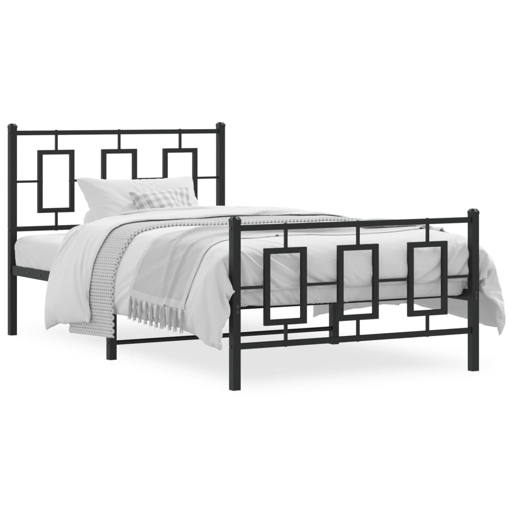 Metalni okvir kreveta uzglavlje i podnožje crni 100x200 cm