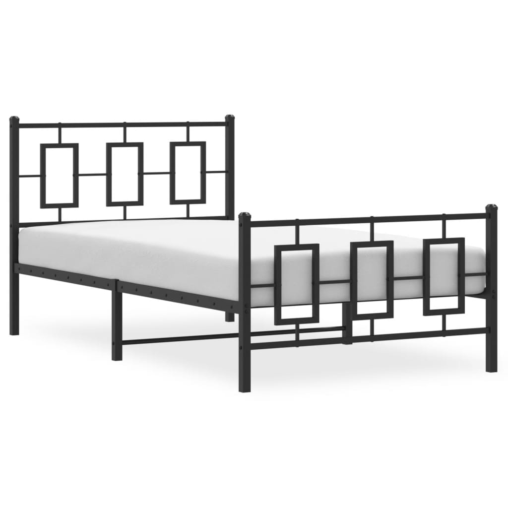 Metalni okvir kreveta uzglavlje i podnožje crni 100x200 cm