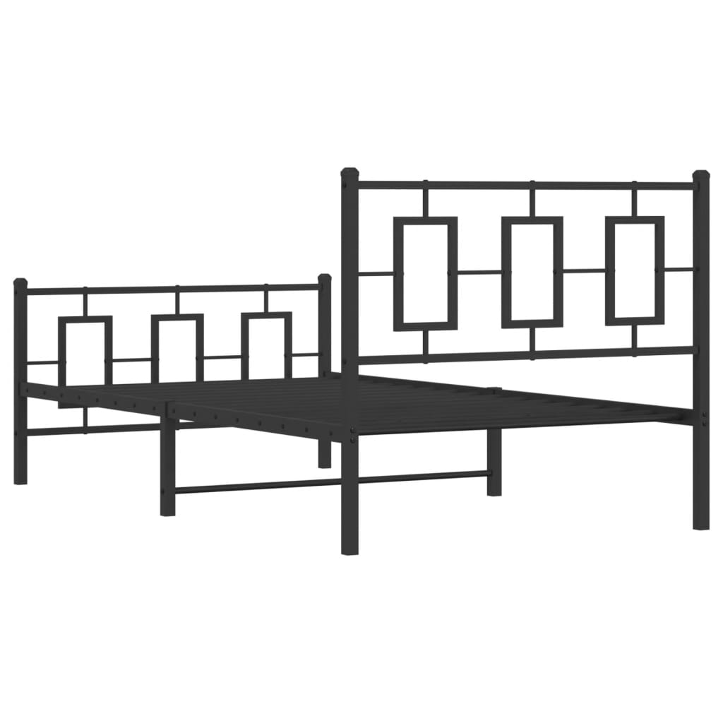 Metalni okvir kreveta uzglavlje i podnožje crni 100x200 cm