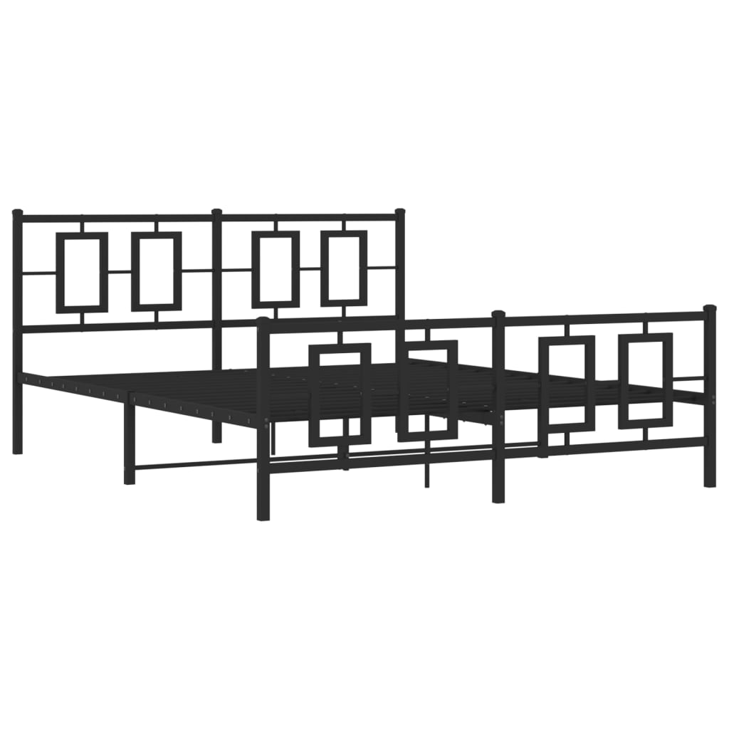 Metalni okvir kreveta uzglavlje i podnožje crni 150x200 cm