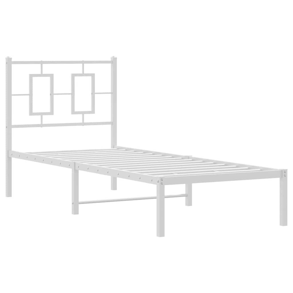 Metalni okvir krevet bez madraca s uzglavljem bijeli 75x190 cm