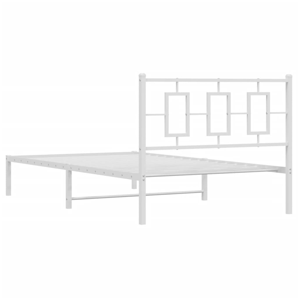 Metalni okvir za krevet s uzglavljem bijeli 107x203 cm