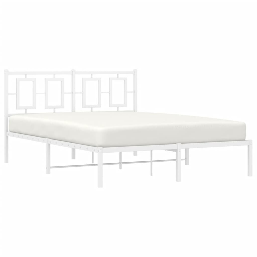 Metalni okvir za krevet s uzglavljem bijeli 140 x 200 cm