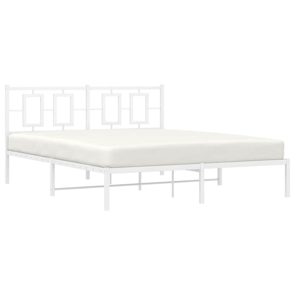 Metalni okvir za krevet s uzglavljem bijeli 150x200 cm