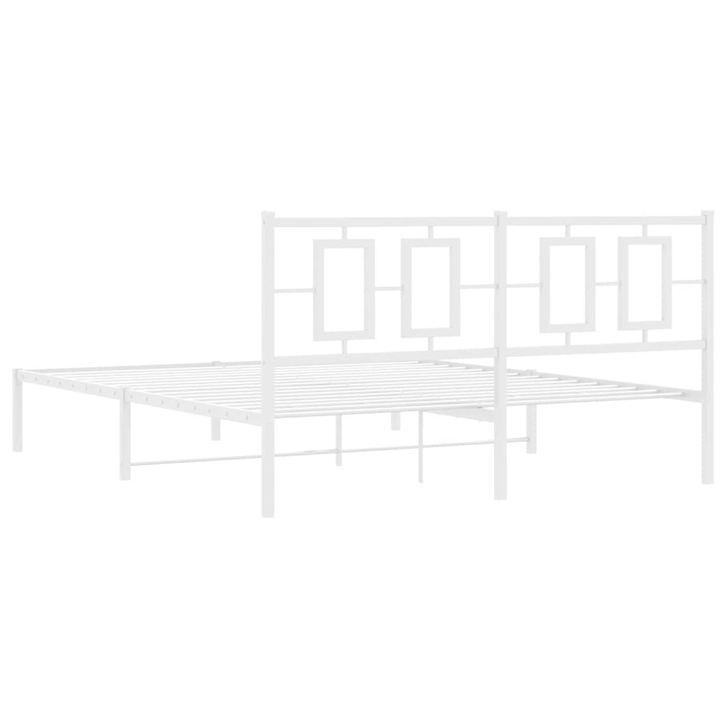 Metalni okvir za krevet s uzglavljem bijeli 150x200 cm