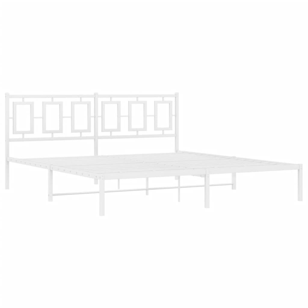 Metalni okvir za krevet s uzglavljem bijeli 183x213 cm