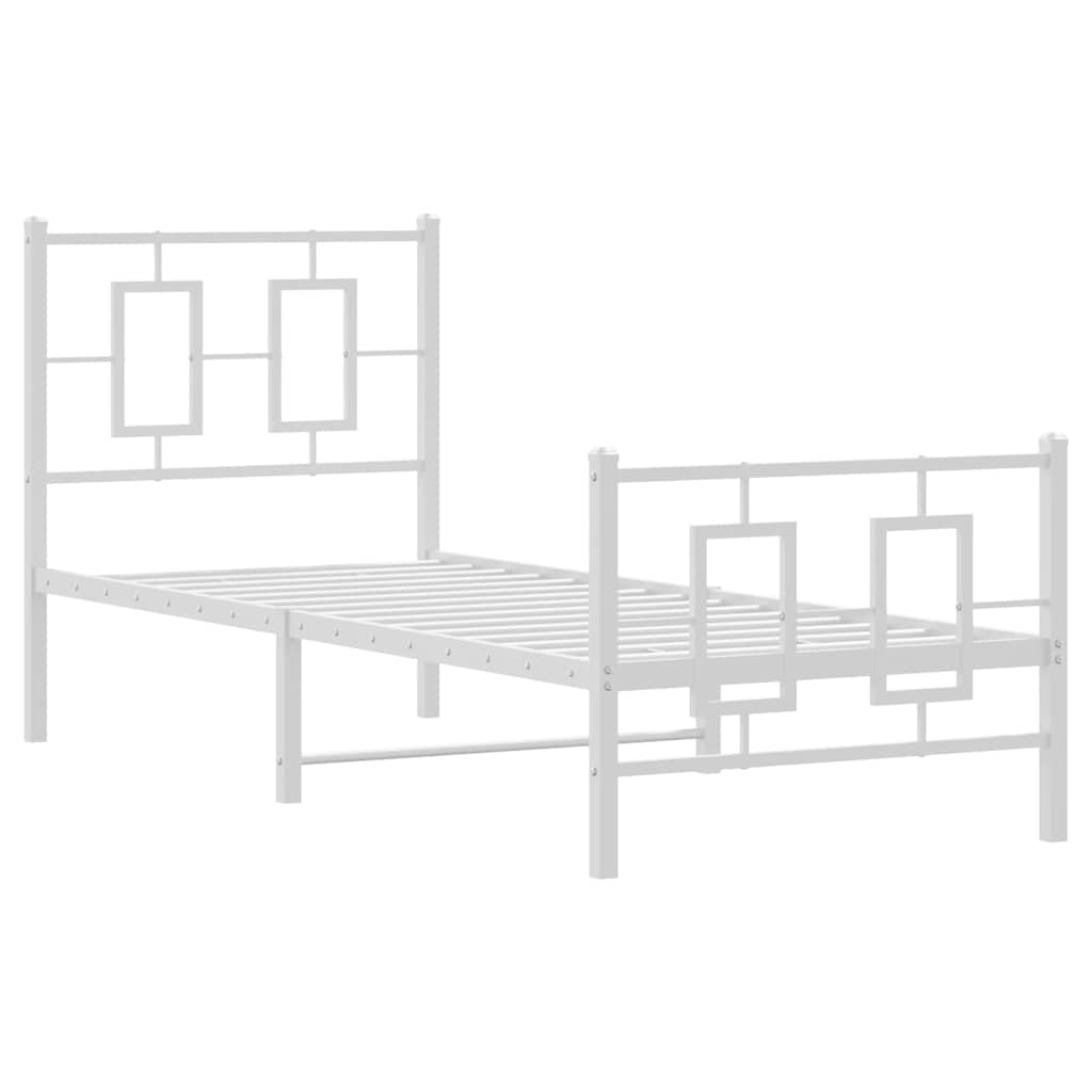 Metalni okvir kreveta uzglavlje i podnožje bijeli 80x200 cm