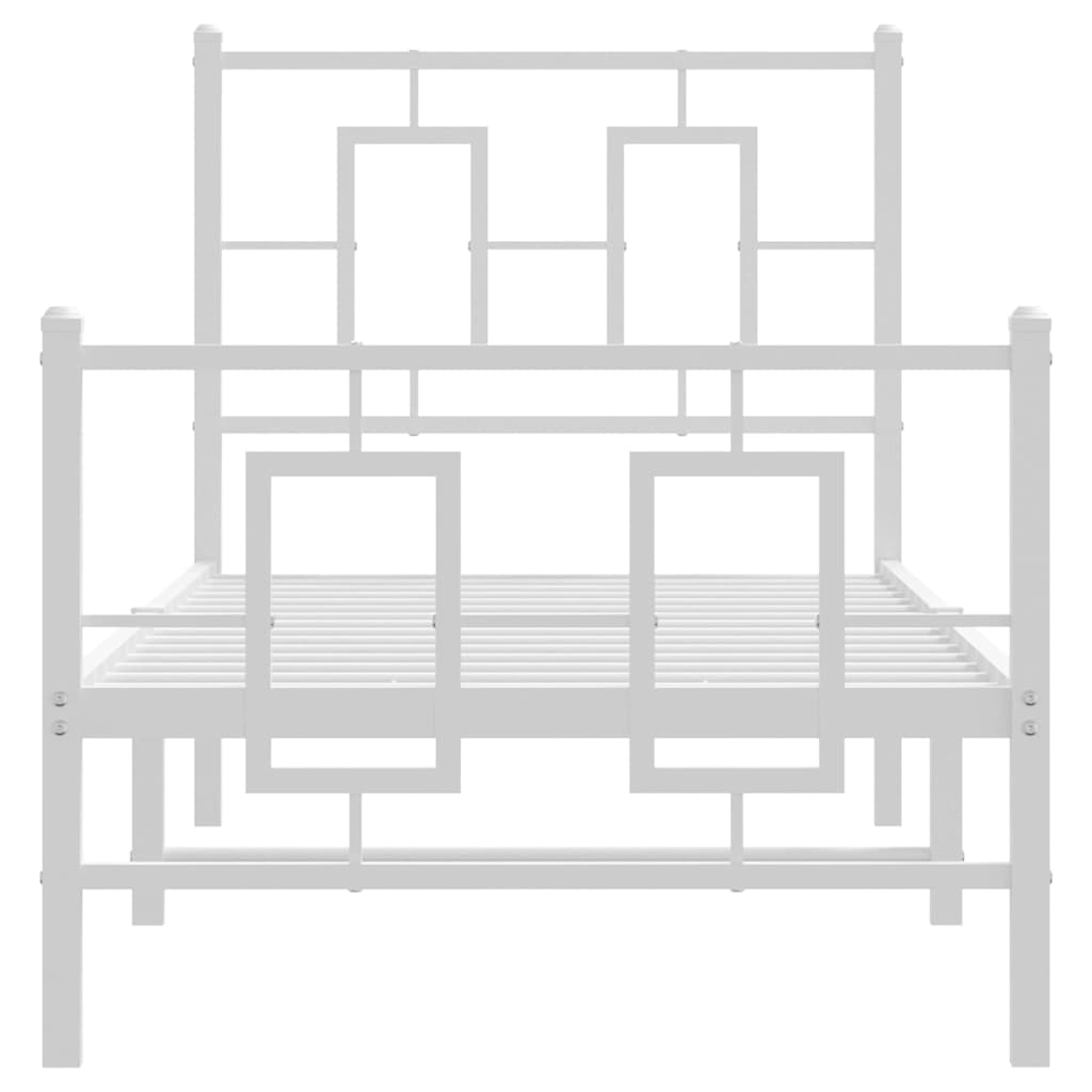 Metalni okvir kreveta uzglavlje i podnožje bijeli 80x200 cm