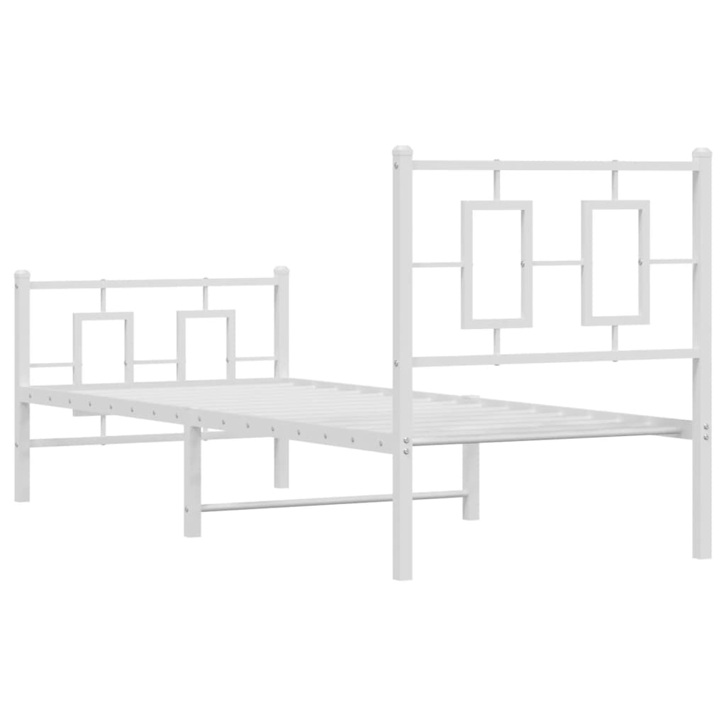 Metalni okvir kreveta uzglavlje i podnožje bijeli 80x200 cm