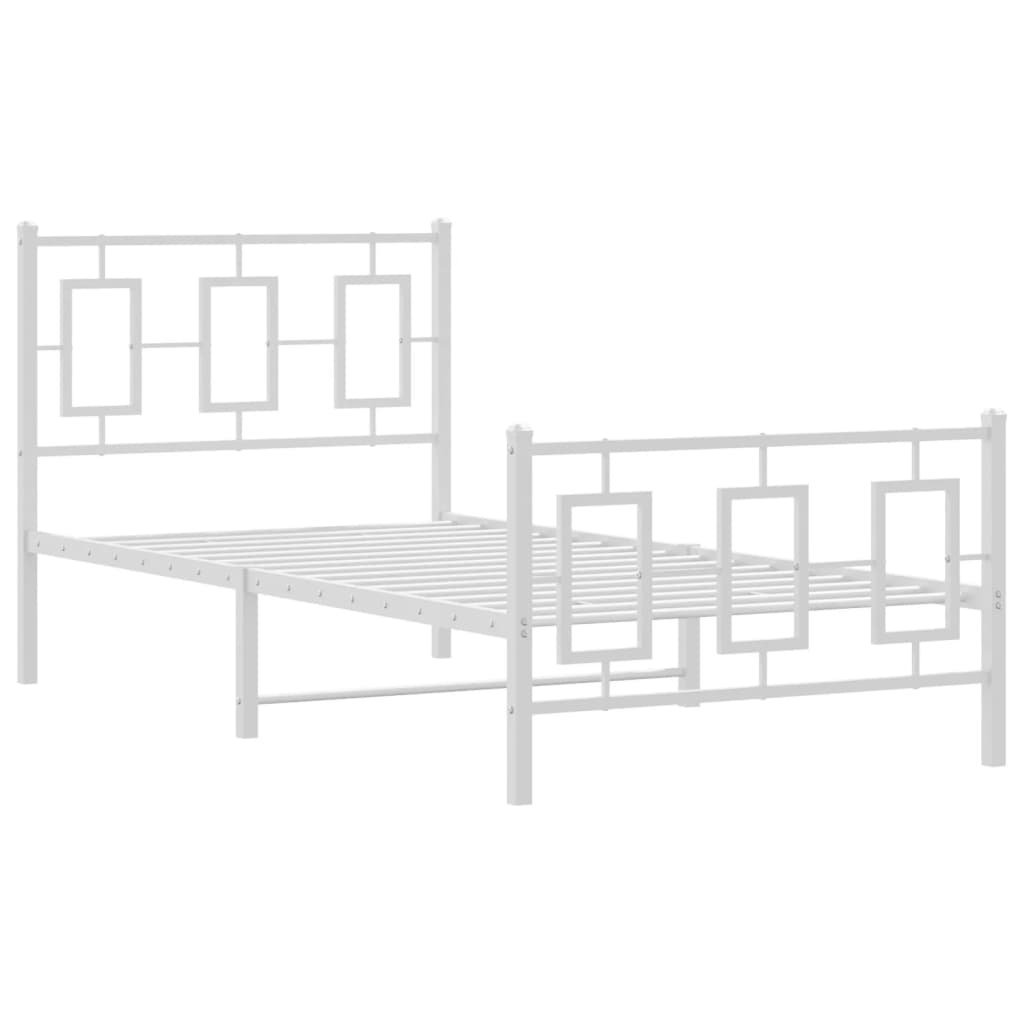 Metalni okvir kreveta uzglavlje i podnožje bijeli 90 x 200 cm