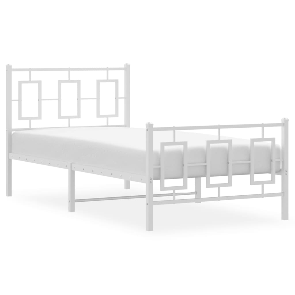 Metalni okvir kreveta uzglavlje i podnožje bijeli 90 x 200 cm