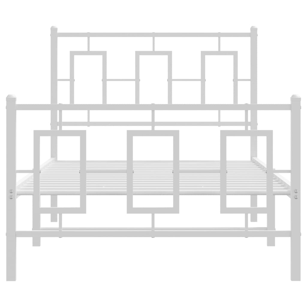 Metalni okvir kreveta uzglavlje i podnožje bijeli 90 x 200 cm