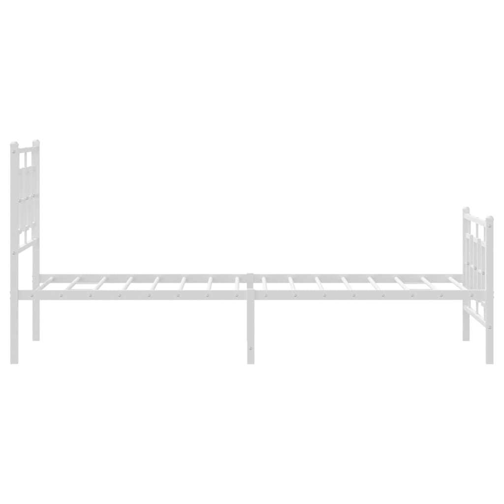 Metalni okvir kreveta uzglavlje i podnožje bijeli 90 x 200 cm