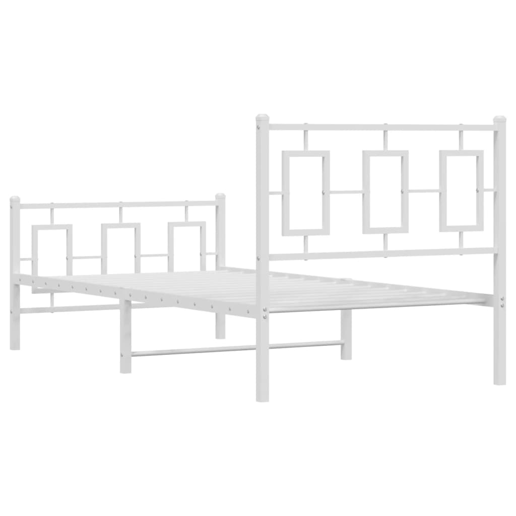 Metalni okvir kreveta uzglavlje i podnožje bijeli 90 x 200 cm