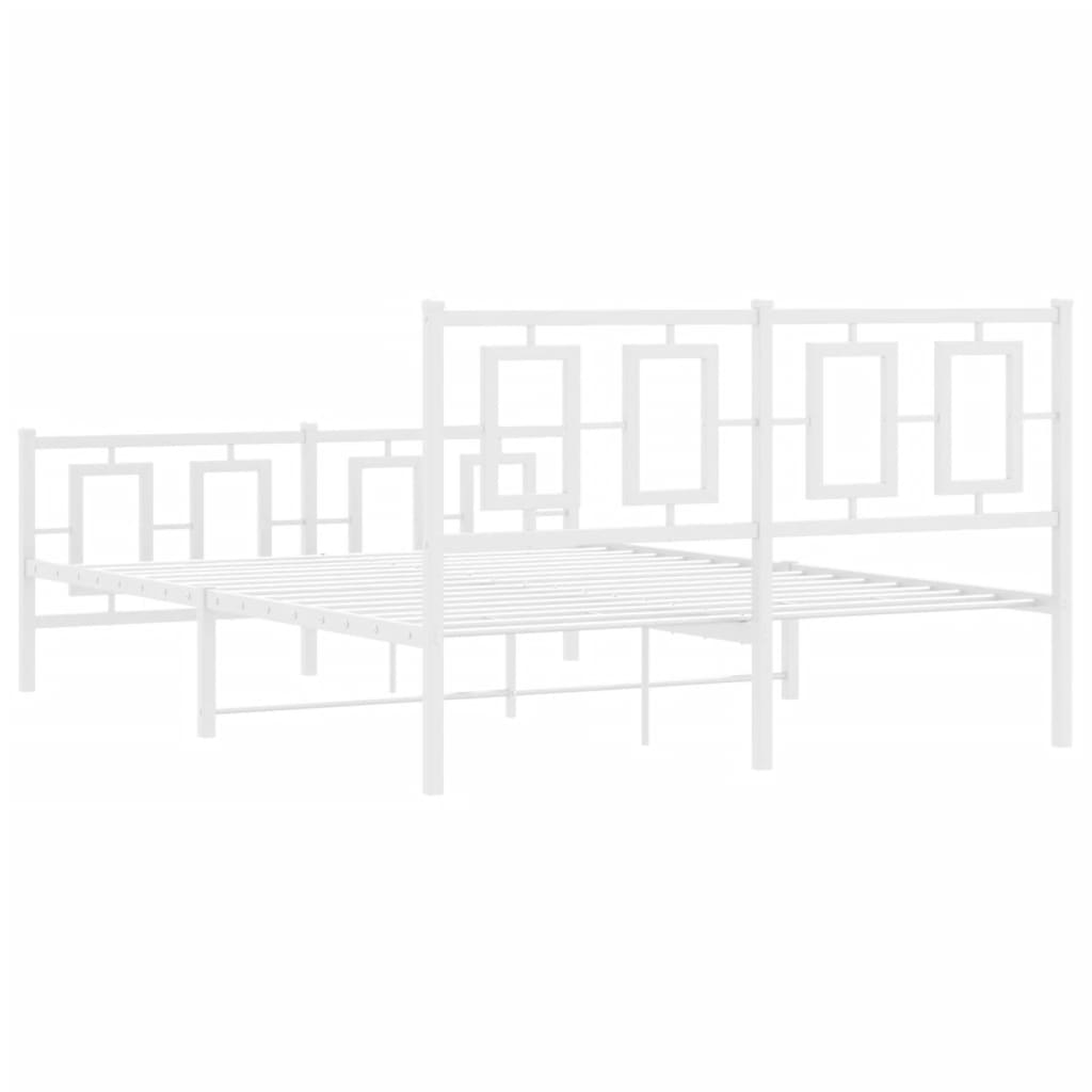 Metalni okvir kreveta uzglavlje i podnožje bijeli 135 x 190 cm