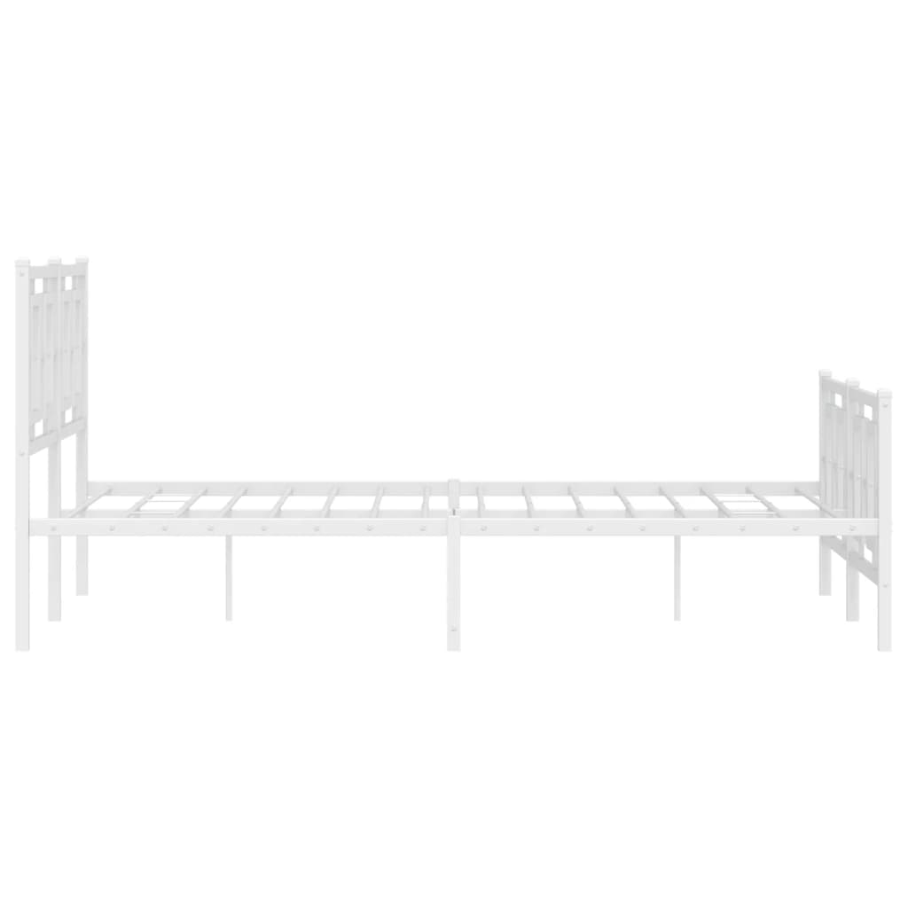 Metalni okvir kreveta uzglavlje i podnožje bijeli 140 x 190 cm